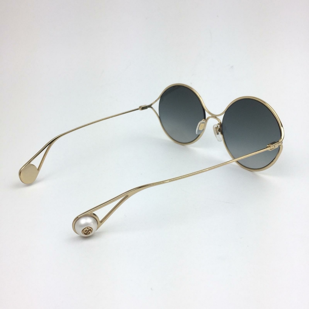 Gucci Gold Frame Round Sunglasses with Gray Gradient Lenses - Picture 7 of 16